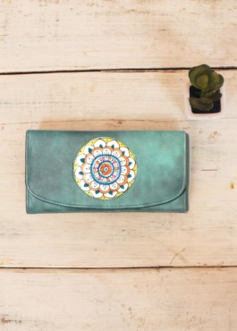 CLUTCH-WALLET/VICTORY FLOWER  (vintage blue)