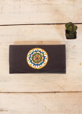 CLUTCH-WALLET/VICTORY FLOWER (Suede-Brown)