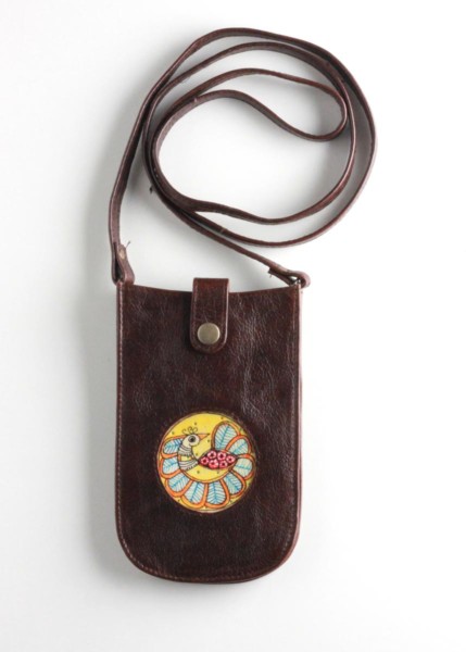 MOBILE POUCH-PEACOCK (Dark Brown)